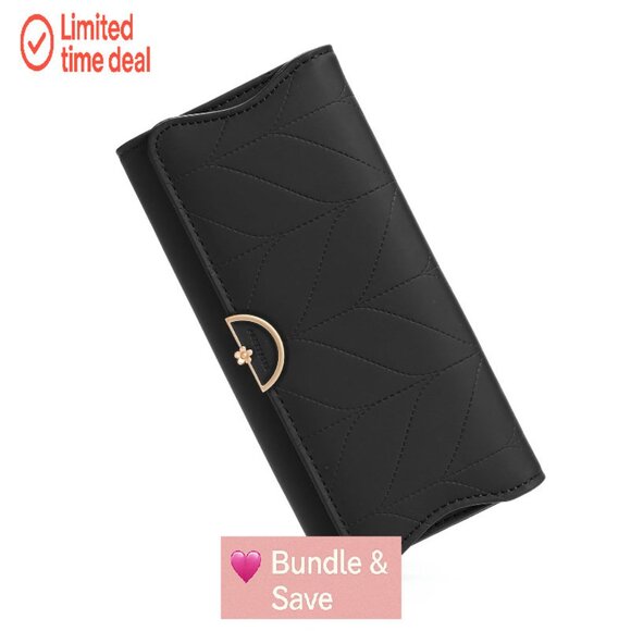 Leather Trifold Wallet RFID Blocking with Zipper Coin Pocket Compact Purse - Picture 1 of 8